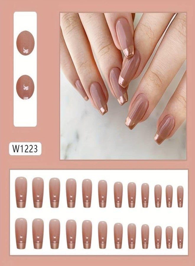 ZOONA 24PCS Everlasting French Nails Artificial Nails Art Set| Lightweight & Long Lasting| Easy To Use| Quick Fix For Festivals & Special Occasions (0W1223) - Image 2