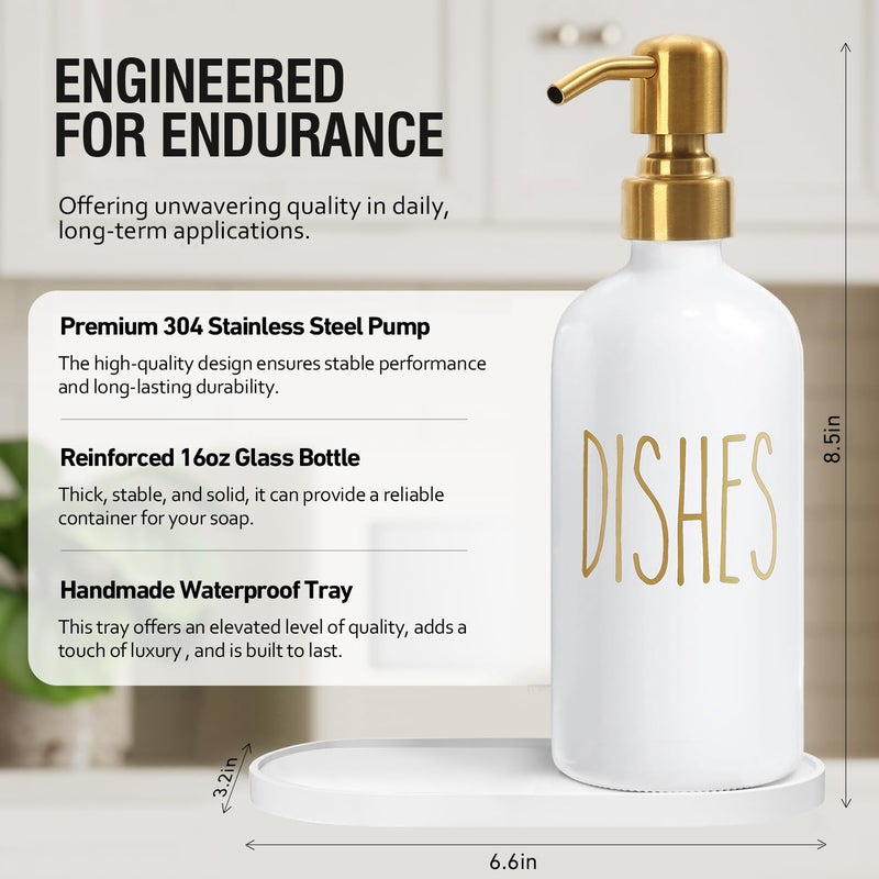 MOMEEMO Kitchen Soap Dispenser Set, Contains Dish and Hand Soap Dispenser, Suitable for Kitchen Counter Decor. (White) - Image 2