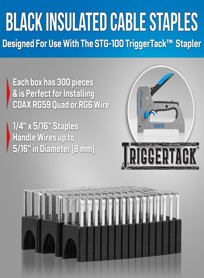 جونارد تولز دبابيس كابلات معزولة من جونارد تولز STG-1456I TriggerTack مقاس 1/4 بوصة × 5/16 بوصة - تناسب الكابلات التي يصل قطرها إلى 5/16 بوصة (8 مم)، مصنوعة من الفولاذ المقاوم للتآكل للكابل المحوري والإيثرنت، عبوة من CAT5/CAT6-300 - Image 2