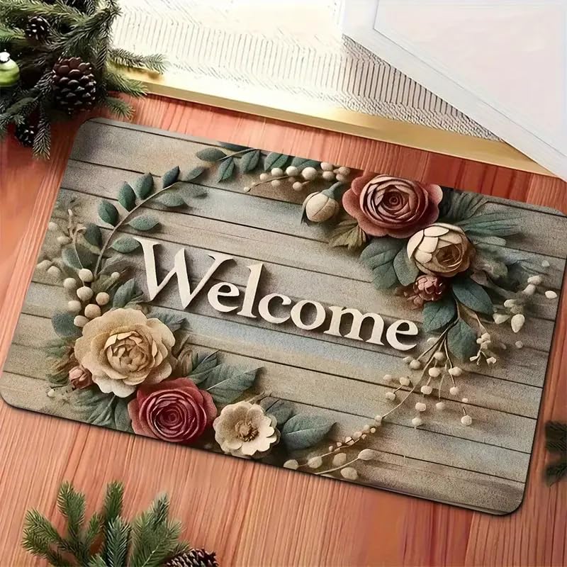 Royser Floral Welcome Doormat for Home Entrance – Non-Slip, Waterproof, and Easy-Clean Floor Mat – Indoor Outdoor Decorative Rug for Front Door, Porch, Patio, Kitchen & Living Room - Image 5