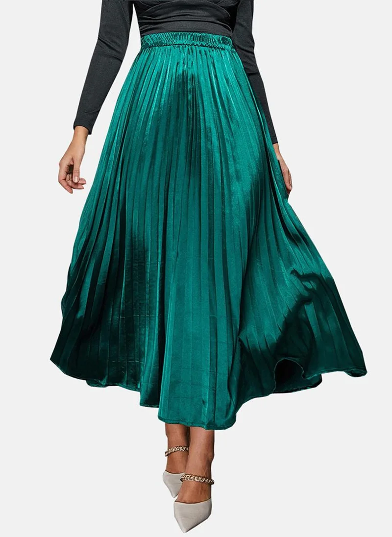 يونيكي Teal Pleated Maxi Skirt