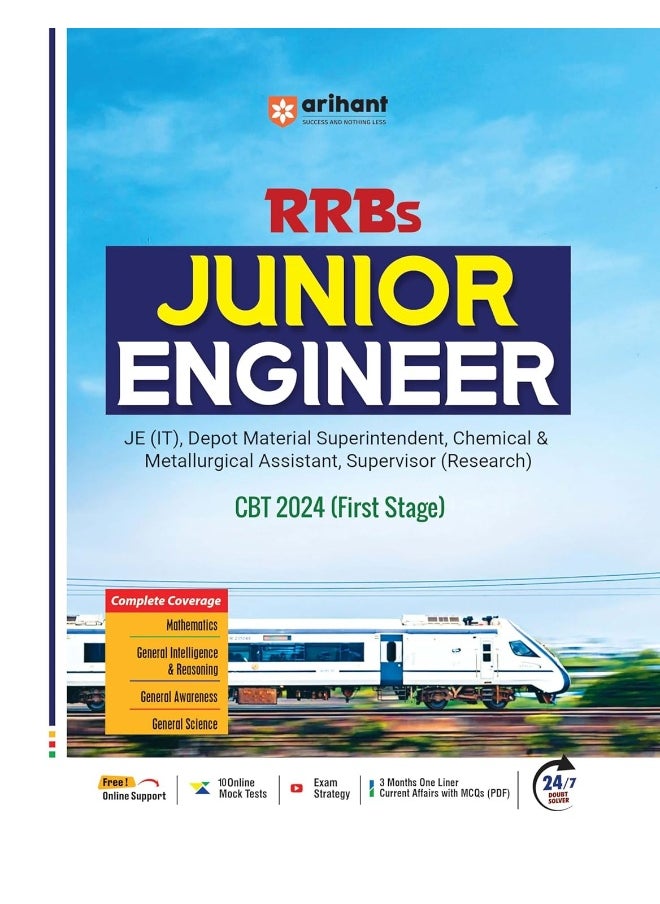 Arihant Study Guide for RRBs Junior Engineer CBT 2024 (Stage-I) I Complete Coverage of the Syllabus with Free Online Support | Current Affairs | Solved Papers (2015 & 2019) | Practice Sets |English Edition | for Exam 2025  - Image 1