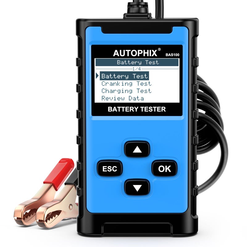 AUTOPHIX BAS100 Car Battery Tester 12V 24V Load Tester 1002000 CCA Digital Automotive Alternator Tester Auto Battery Analyzer Charging Cranking System Tester for Car Truck Motorcycle Boat and More