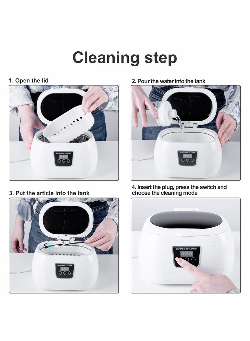 Zikra Ultrasonic Jewelry Cleaner Machine with Basket Stand - Portable Sonic Cleaner for Rings, Earrings, Necklaces, Glasses, Watches, Coins, and Dentures. Perfect for Deep Cleaning! - Image 5