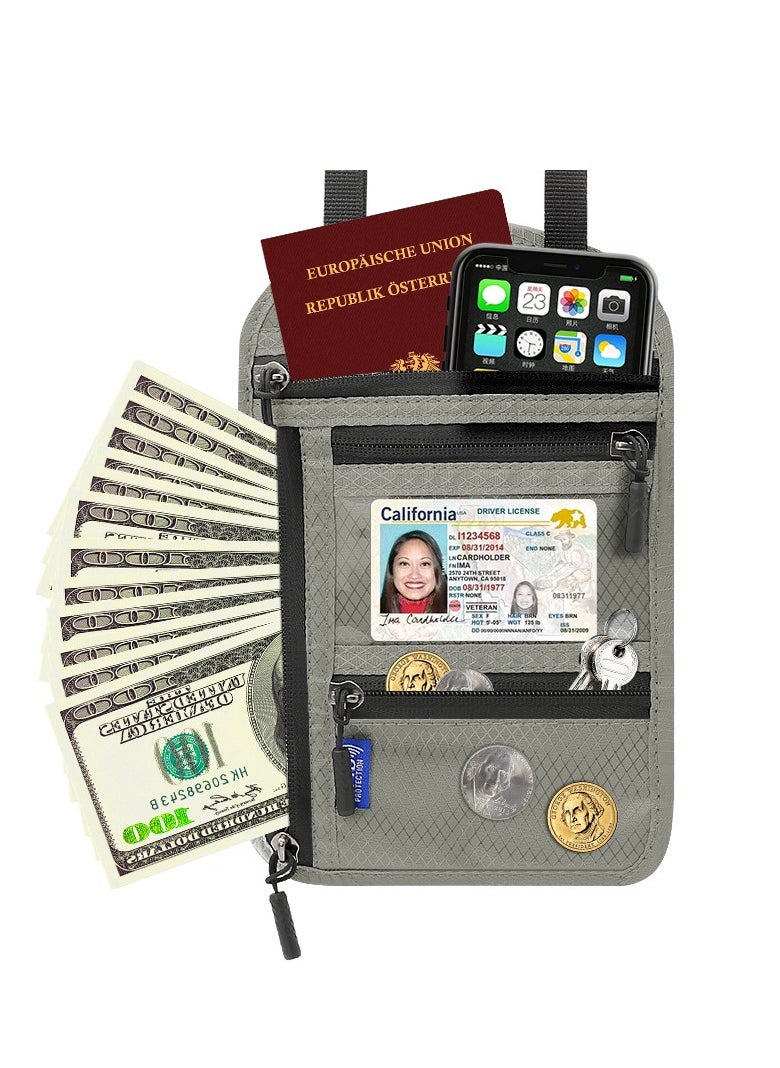 Arabest - Travel Passport Holder, Home Use RFID Blocking Waterproof Document Organizer for Passport, ID, Credit Cards, Airline Tickets, Money and Other Travel Accessories (Gray) - Image 1