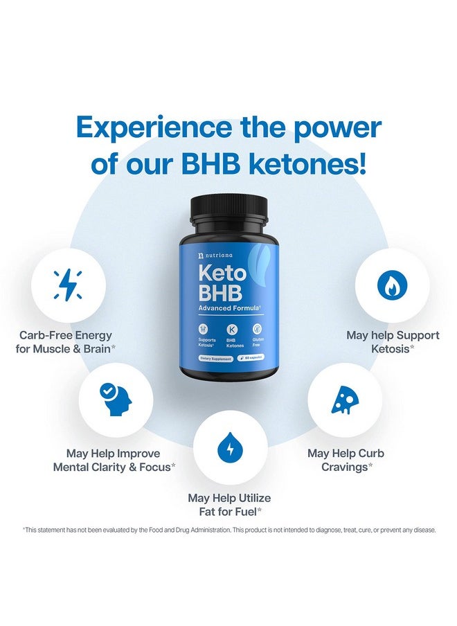 Nutriana - Keto Pills For Weight Loss Keto Bhb For Ketosis Raspberry Ketones For Weight Loss Bhb Exogenous Ketones For Fast Keto Burn Bhb Keto Pills For Weight Loss Keto Diet Pills For Women And Men - Image 1
