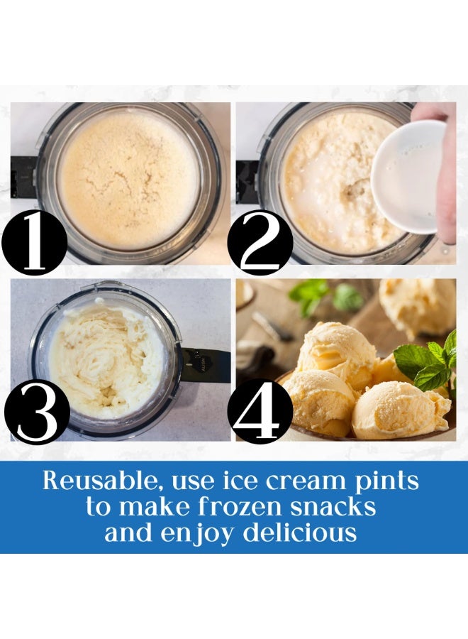 هومستر 4PCS كؤوس وأكمام كريم، مع الملاعق والمغرفة الكبيرة، حاويات آيس كريم بلاستيكية فاخرة جرار، متوافقة مع نينجا NC500 NC501 صانع آيس كريم لأواني سموثي، أصفر/أزرق/وردي/أخضر، 12*13.5 سم - Image 5