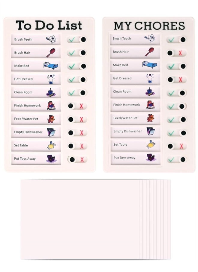 Generic - Chore Chart for Kids, 2 Pack Reusable Sliding Chore Chart Visual Schedule Detachable  Memo Checklist Plan Board - My Chores and to Do List Board Equipped with 10 Additional Blank Cards - Image 1