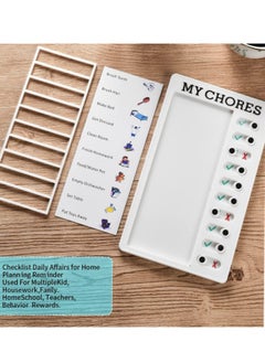 Generic Chore Chart for Kids, 2 Pack Reusable Sliding Chore Chart Visual Schedule Detachable  Memo Checklist Plan Board - My Chores and to Do List Board Equipped with 10 Additional Blank Cards  - Image 3
