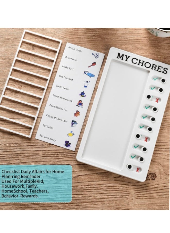 Generic - Chore Chart for Kids, 2 Pack Reusable Sliding Chore Chart Visual Schedule Detachable  Memo Checklist Plan Board - My Chores and to Do List Board Equipped with 10 Additional Blank Cards - Image 1
