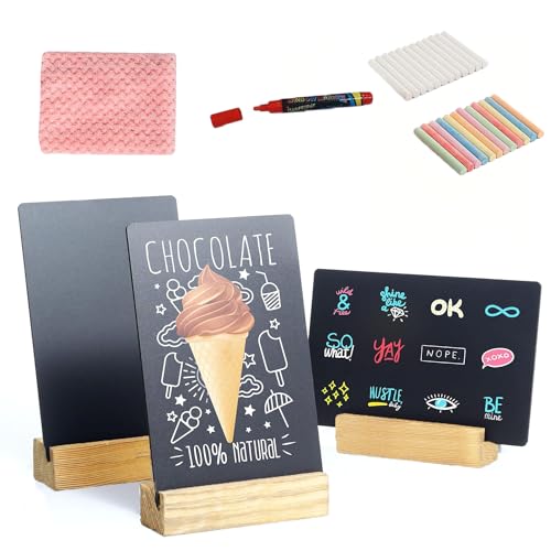 Desi Rang 2 Pcs Small Chalkboard Signs with Stand 6x8 Inch Wooden Table Top Chalk Board Message Menu Display 2 Side 2 Angle 2 Style Placement for Cafe Restaurant Shop Hotel Office Party Décor Supply - Image 4
