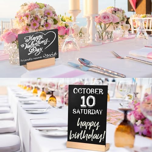 Desi Rang 2 Pcs Small Chalkboard Signs with Stand 6x8 Inch Wooden Table Top Chalk Board Message Menu Display 2 Side 2 Angle 2 Style Placement for Cafe Restaurant Shop Hotel Office Party Décor Supply - Image 2