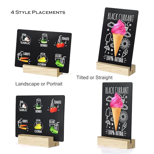 Desi Rang 2 Pcs Small Chalkboard Signs with Stand 6x8 Inch Wooden Table Top Chalk Board Message Menu Display 2 Side 2 Angle 2 Style Placement for Cafe Restaurant Shop Hotel Office Party Décor Supply - Image 3
