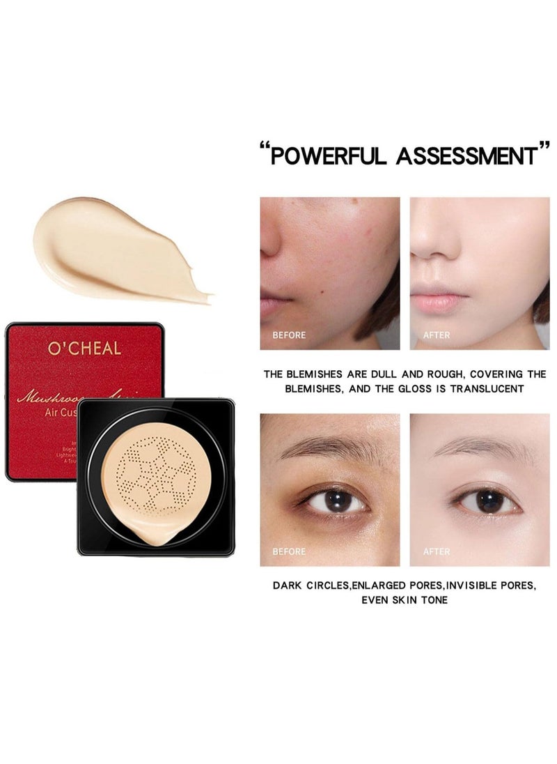 OCHEAL Mushroom Head Air Cushion CC Cream BB Cream Makeup Foundation Moisturizing Concealer Long Lasting Full Coverage Waterproof Foundation Makeup Even Skin Tone Makeup Base Primer 02  - Image 5