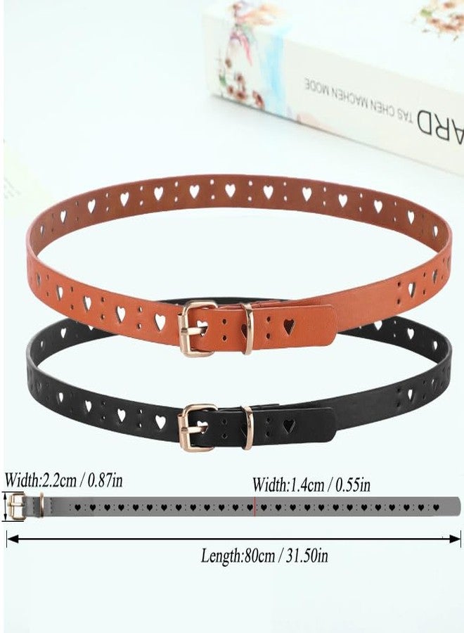 Wojgzon Kids Belt for Girls Boys - Skinny PU Leather Belt Heart Hole Pin Buckle Youth Toddler Belts for Uniform Casual - Image 3