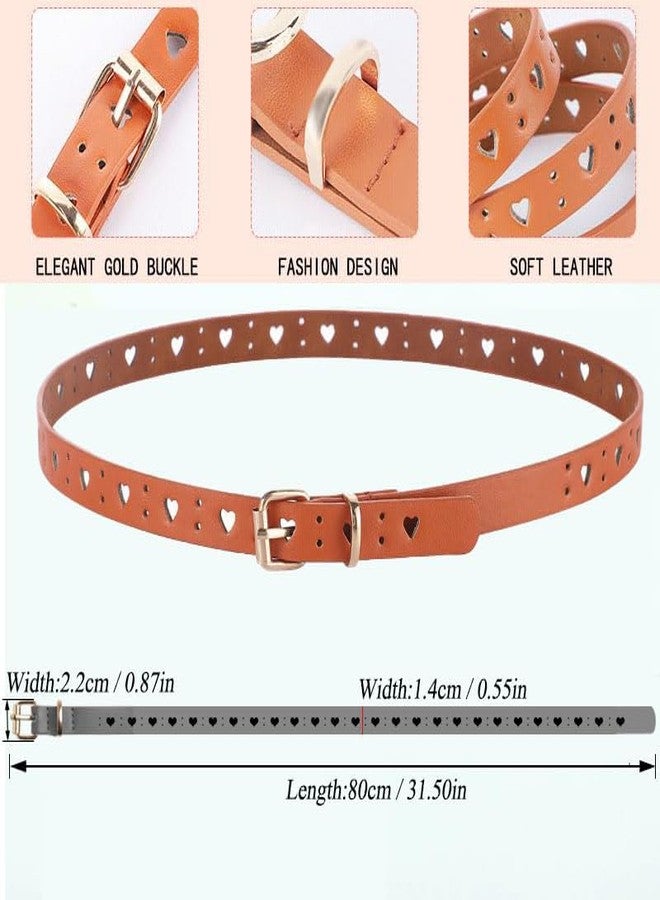Wojgzon Kids Belt for Girls Boys - Skinny PU Leather Belt Heart Hole Pin Buckle Youth Toddler Belts for Uniform Casual - Image 5