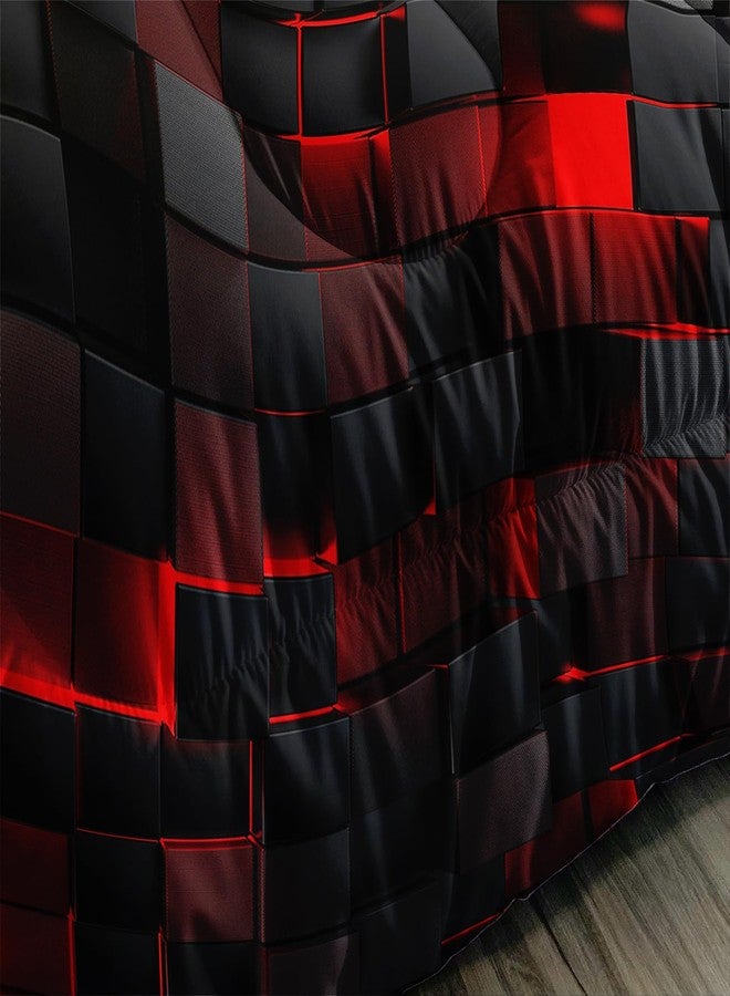 Nttopship Geometric Red Black Comforter Set,Light Honeycomb 3 Piece Bedding Set Twin for Teen Boys,Modern Bedding Quilt Set Geometry Decor,Microfiber Lightweight 1 Comforter 2 Pillowcases All Season - Image 5