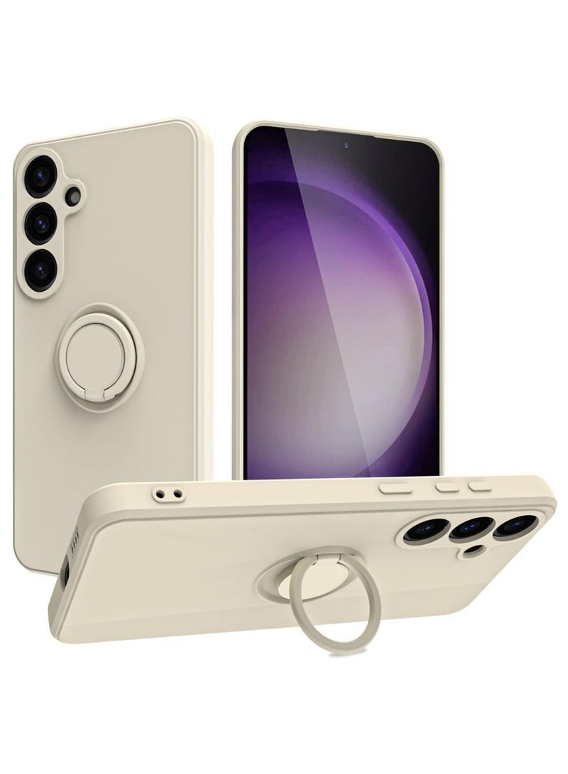 Case Cover For Samsung Galaxy A55 5G Liquid Silicone Flexible Edges Anti-scratch and Shockproof Circular Ring Support Car Magnets White - Image 1