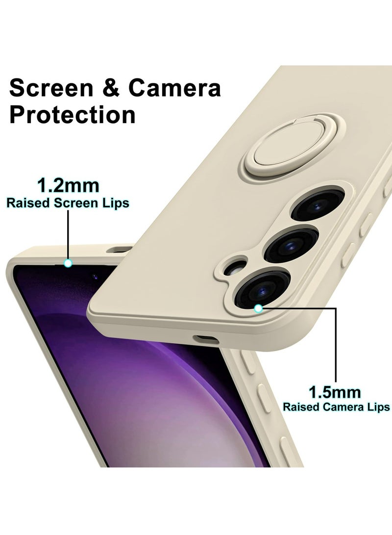 Case Cover For Samsung Galaxy A55 5G Liquid Silicone Flexible Edges Anti-scratch and Shockproof Circular Ring Support Car Magnets White - Image 4