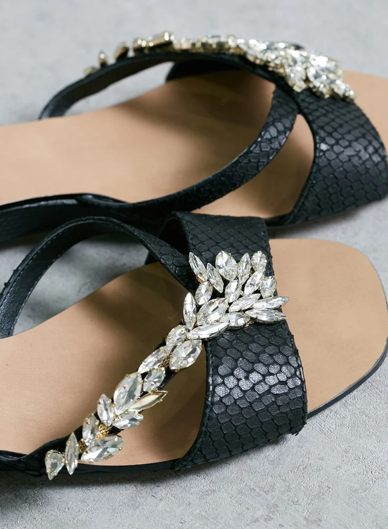 Dune LONDON Bejewelled Textured Wedge Sandal