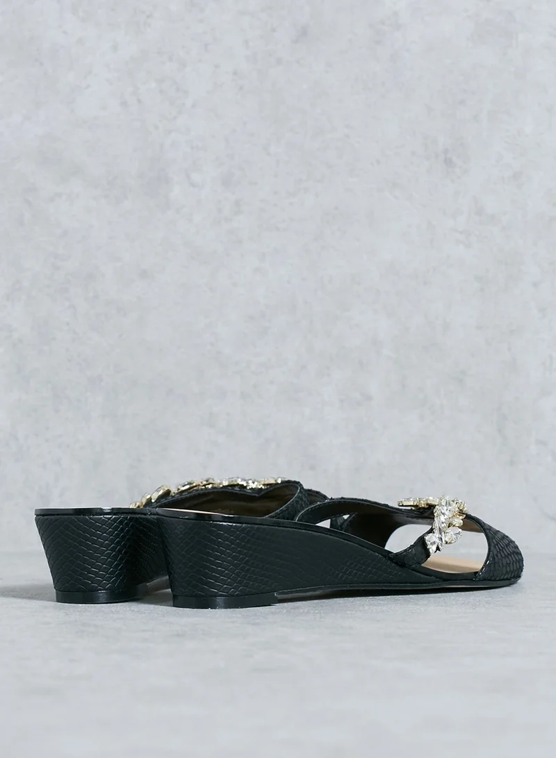 Dune LONDON Bejewelled Textured Wedge Sandal