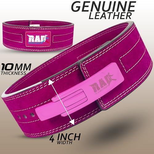 RAD Lever Weight Lifting Gym Belt for Men & Women, Size 63 TO107 CM, Thick 10MM & Width 4 Inch, Leather, Black - Image 2
