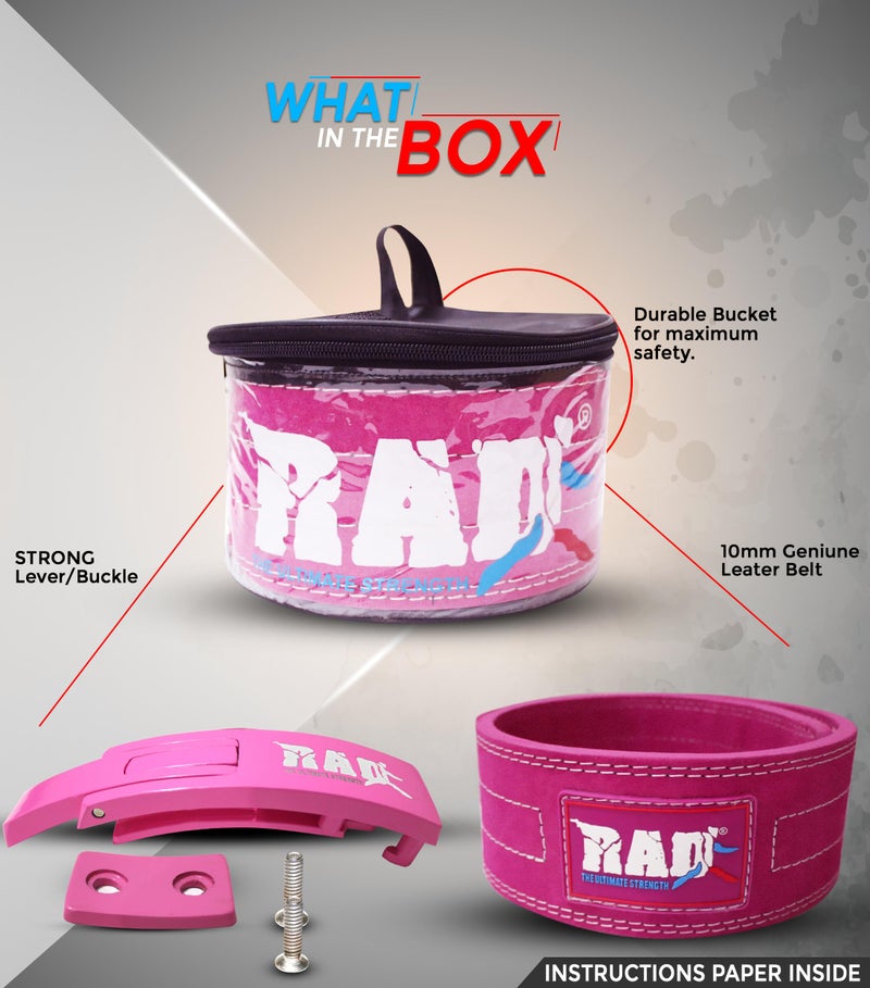 RAD Lever Weight Lifting Gym Belt for Men & Women, Size 63 TO107 CM, Thick 10MM & Width 4 Inch, Leather, Black - Image 3