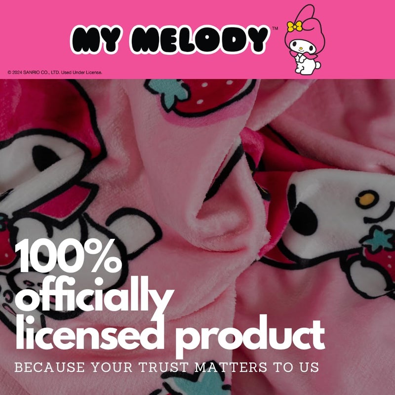 Franco Collectibles My Melody Strawberry Bedding Super Soft Cozy Blanket  62 in x 90 in  (Officially Licensed Product) - Image 4