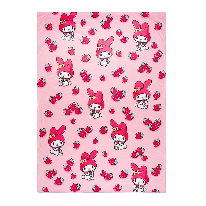 Franco Collectibles My Melody Strawberry Bedding Super Soft Cozy Blanket  62 in x 90 in  (Officially Licensed Product) - Image 1