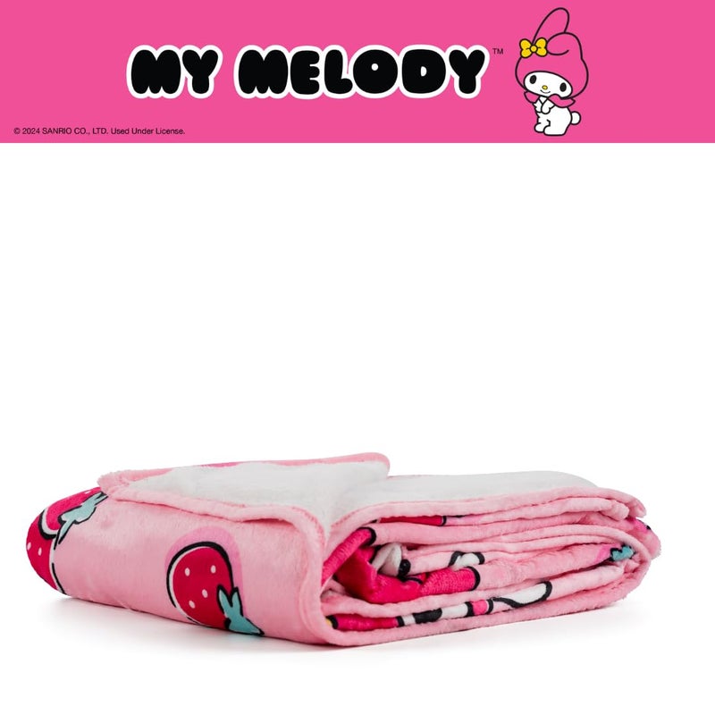 Franco Collectibles My Melody Strawberry Bedding Super Soft Cozy Blanket  62 in x 90 in  (Officially Licensed Product) - Image 5