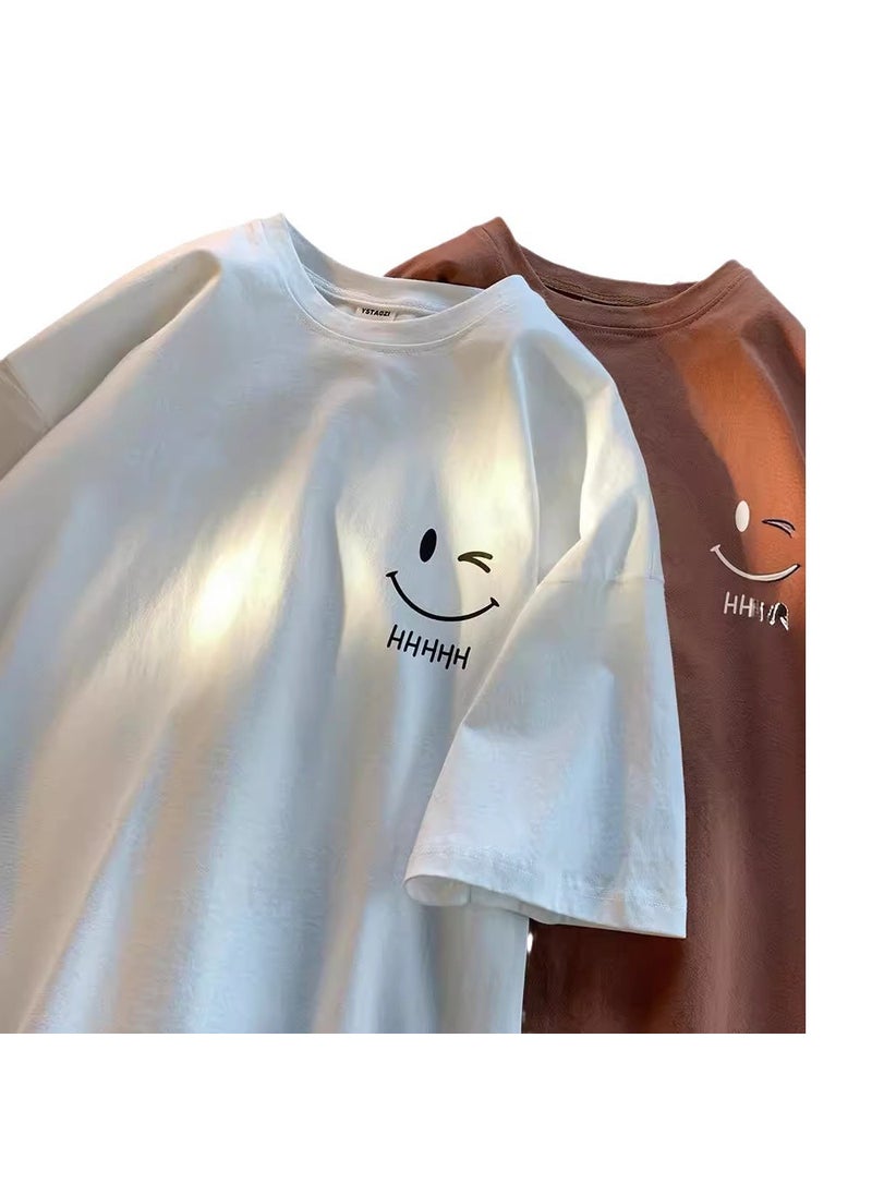 Generic - Summer 2024 Smiley Face Mens Fashion Tee Black - Image 1