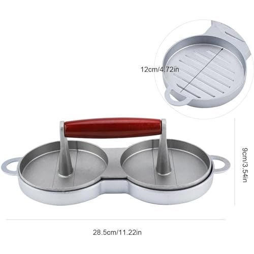 Bridge2shopping Aluminum Meat Presser with Wood Handle 4.7 INCH, Food Grade Ham Burger Press Patty Maker, Non-Stick & Easy to Clean - Image 2