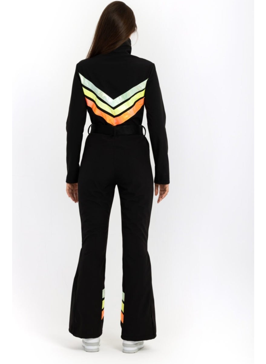 Nikadu Black Ski Overalls with Neon Stripes  - Image 3