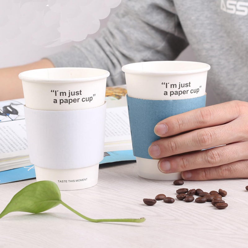 EchoDone 8 oz Disposable Coffee Cup Sleeves for Hot Drinks Paper Corrugated Cup Jackets 200 Count Color Blue Fit 80mm diameter Cup 270ml or 330ml - Image 4