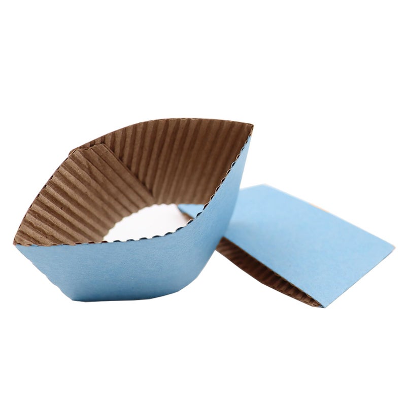 EchoDone 8 oz Disposable Coffee Cup Sleeves for Hot Drinks Paper Corrugated Cup Jackets 200 Count Color Blue Fit 80mm diameter Cup 270ml or 330ml - Image 2