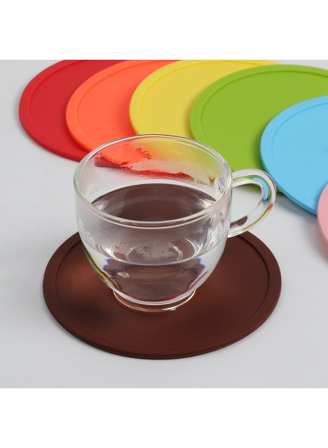 Creative Simple Style Candy Colored Silicone Round Cup Mat Waterproof Splash Proof Heat Insulation Tea Cup Mat Logo Printing-Color:White-Specifications:Both Sides Of The Plane 80mm * 0.75mm - Image 4