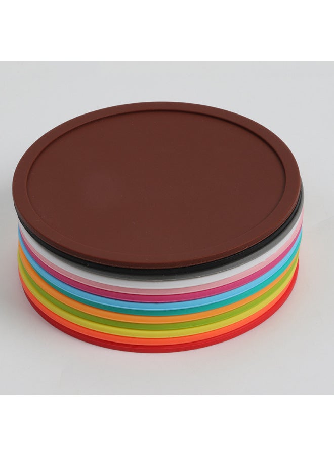 Creative Simple Style Candy Colored Silicone Round Cup Mat Waterproof Splash Proof Heat Insulation Tea Cup Mat Logo Printing-Color:White-Specifications:Both Sides Of The Plane 80mm * 0.75mm - Image 2