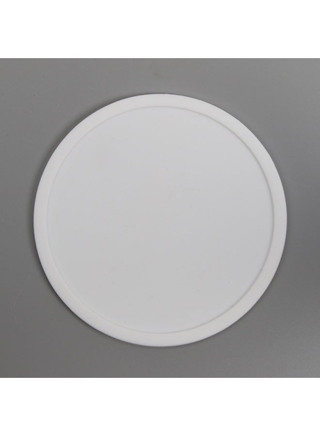 Creative Simple Style Candy Colored Silicone Round Cup Mat Waterproof Splash Proof Heat Insulation Tea Cup Mat Logo Printing-Color:White-Specifications:Both Sides Of The Plane 80mm * 0.75mm - Image 1