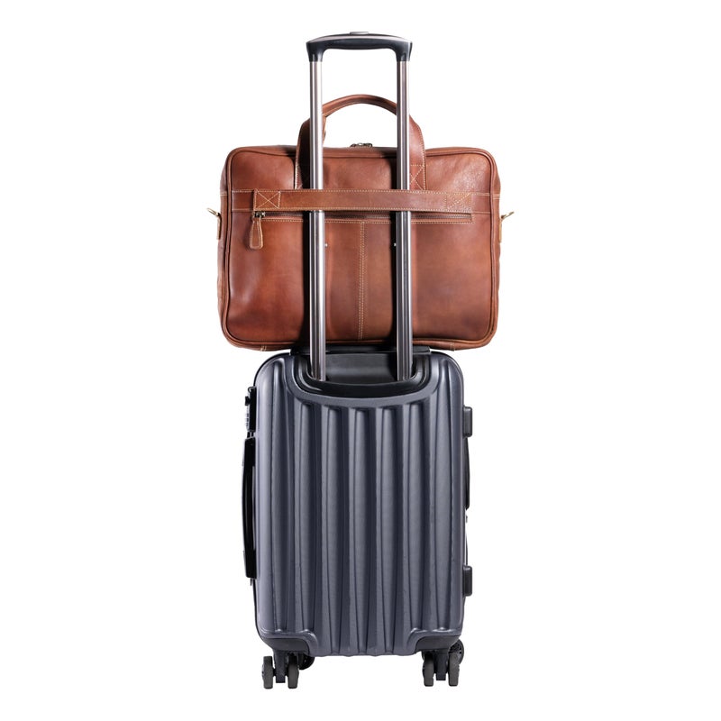 KomalC 16 Inch Leather briefcases Laptop Messenger Bags for Men and Women Best Office Satchel Bag (Tan) - Image 4