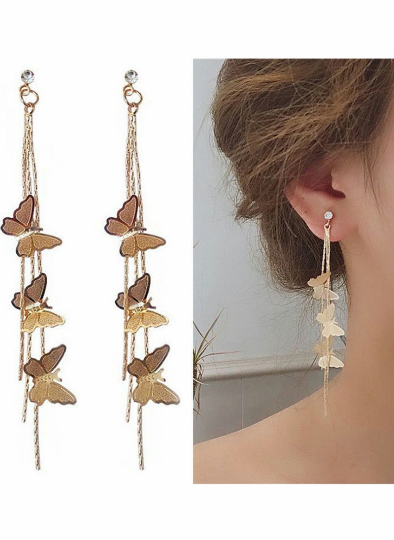 SYOSI - Tassel Earrings Gold Plated Dainty Vivid Butterfly Silver Post Bar Long Thread Crystal Drop for Women Girl Gifts Present Valentines Birthday Anniversary Mothers Day - Image 1