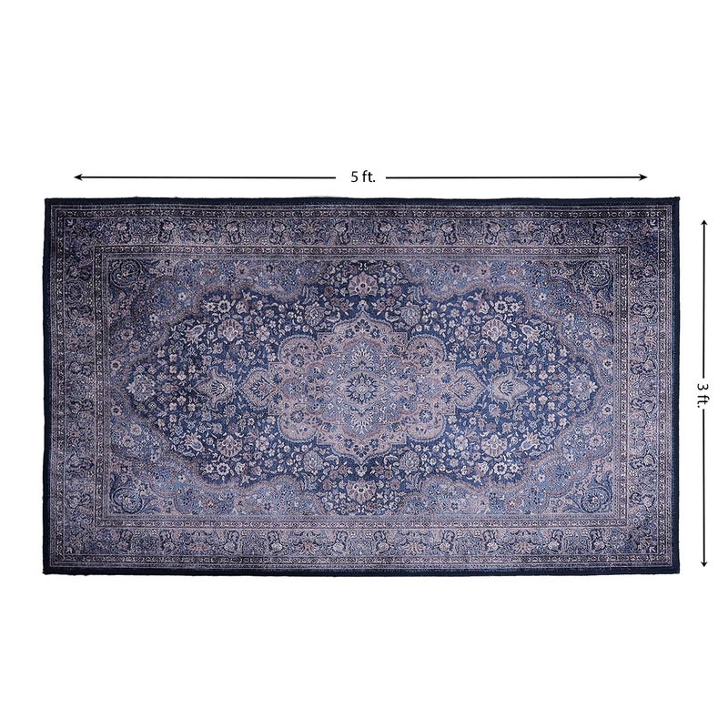 Status Contract Rugs for Living Room | (3ft x 5ft) (Print) Carpet for Living Room Decor | Anti Skid Backing Home Essentials | Boho Rugs for Living Room, ice Velvet, Multicolor, Rectangular - Image 2