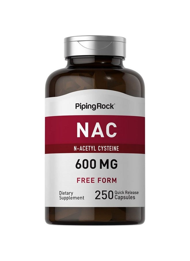 Piping Rock Nac Supplement Nacetyl Cysteine  600Mg  250 Capsules  Free Form  Nongmo Gluten Free Supplement  - Image 1
