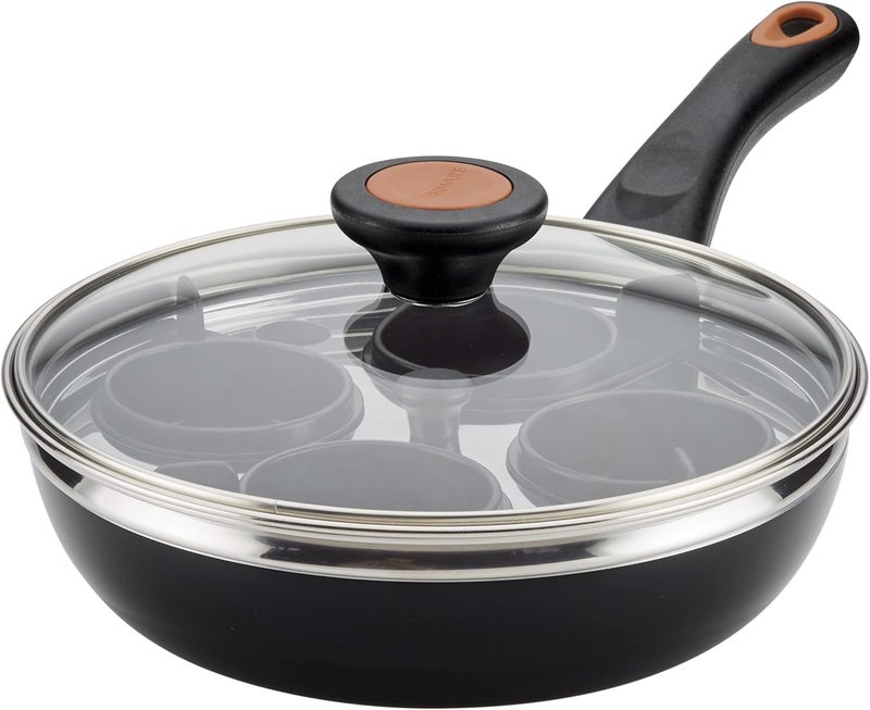 Farberware Glide Copper Ceramic Nonstick Covered Egg Poacher, 8-Inch, Black - 10654 - Image 1