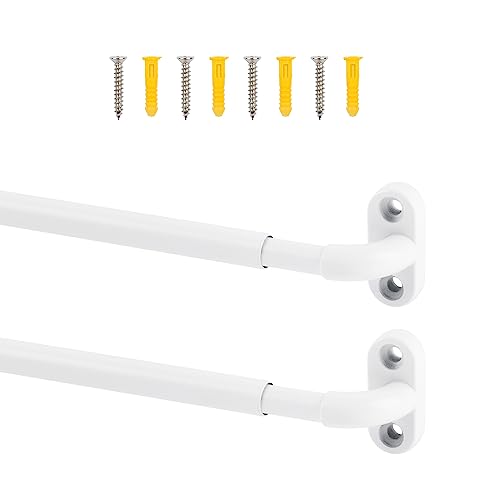 TYRON TYRON TYRON 2 Pack Screwed Sash Curtain Rod Adjustable 18-30 Inch, 3/8 In. Diameter, French Door Curtain Rods (White) - Image 1