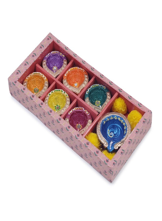 ARTISENIA Premium Handmade Terracoaat Set of 7 Multicolor Clay Diya for Diwali/Navratri Decorations Oil Lamp Diwali Clay Diya Tea Light Holder Home Decor Festival Gifts Puja Items - DIYA07HL03 - Image 5