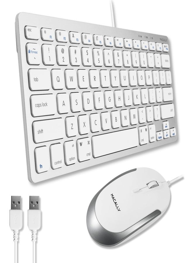 Macally USB Wired Keyboard and Mouse Combo for Mac and PC - Compact Space-Saving Design for MacBook Pro/Air, iMac, Mac Mini/Pro - Apple Compatible - Image 1