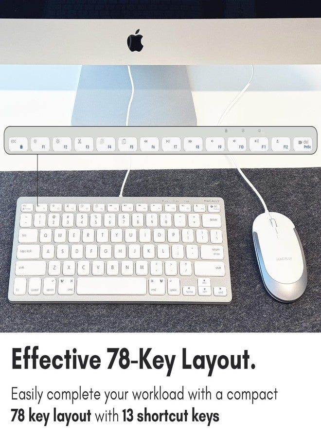 Macally USB Wired Keyboard and Mouse Combo for Mac and PC - Compact Space-Saving Design for MacBook Pro/Air, iMac, Mac Mini/Pro - Apple Compatible - Image 5