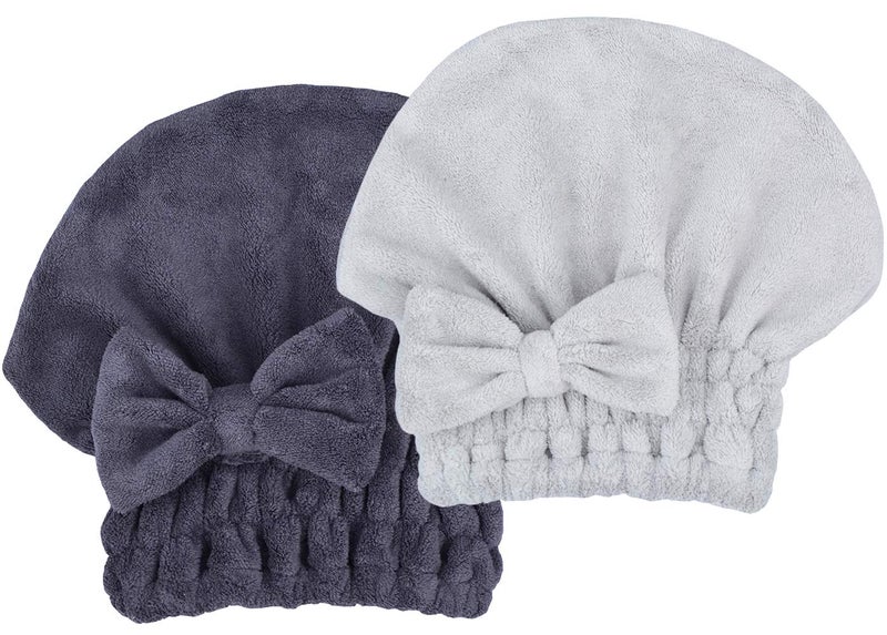 MAYOUTH Microfiber Hair Drying Towels Head wrap with Bow-Knot Shower Cap Hair Turban hairWrap Bath Cap for Curly Long & Wet Hair Gift for Women - Image 1
