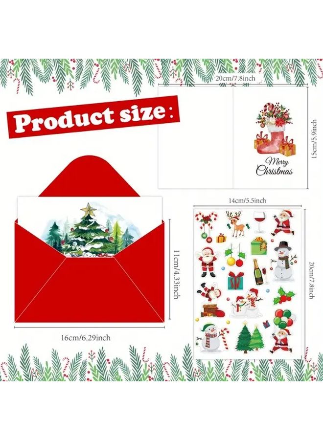 Christmas Cards 10pcs Set with Envelopes Reindeer Cartoon Design Holiday Greeting Cards for Family Friends - Image 3