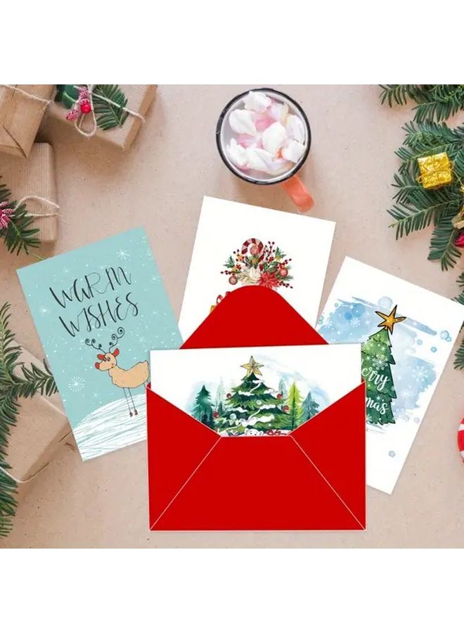 Christmas Cards 10pcs Set with Envelopes Reindeer Cartoon Design Holiday Greeting Cards for Family Friends - Image 4